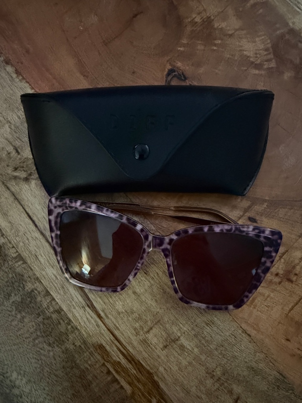 Diff Eyewear Purple Tortoiseshell Cat-Eye Sunglasses